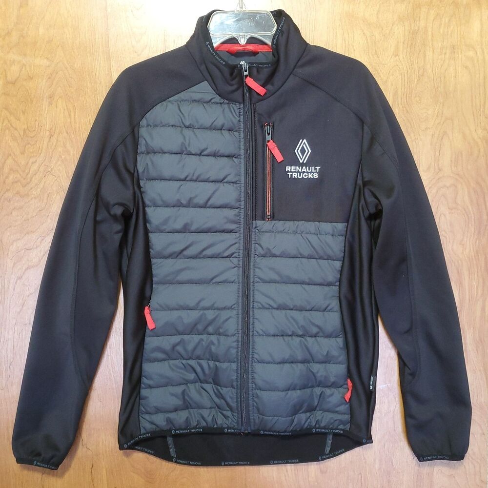Renault Trucks Hybrid Jacket Mens XS Black Gray Full Zip Zipper Pockets